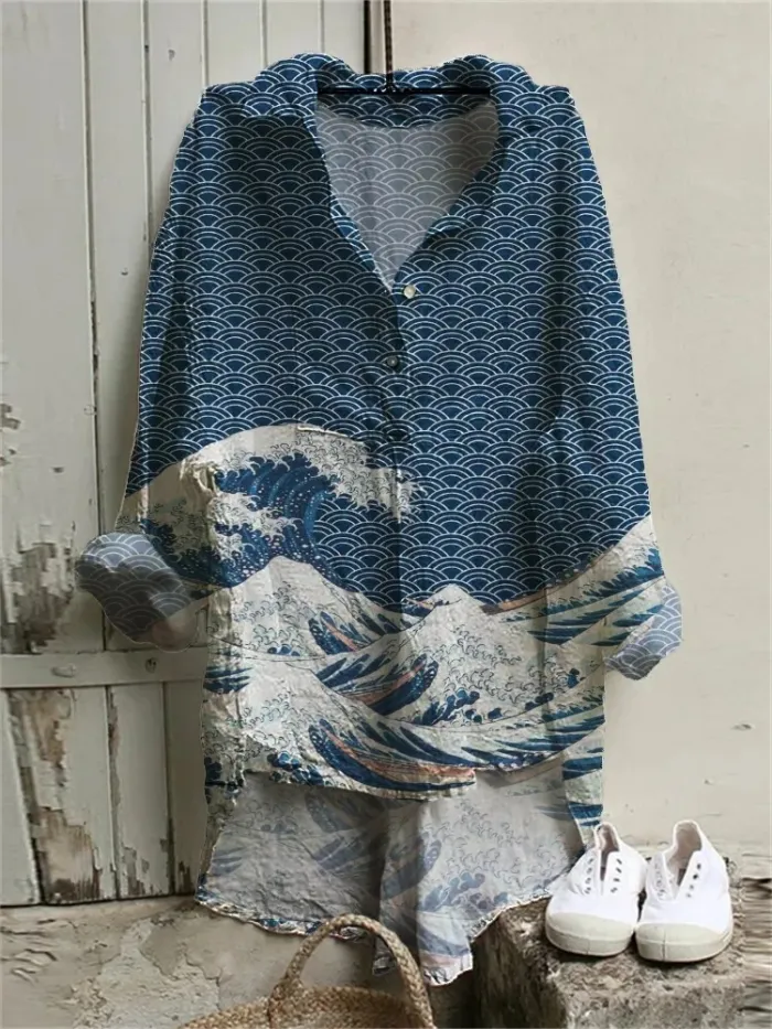 Variant image for Dam Klänning Kortärmad Maritim Japansk Stil Andningsbart Tyg-1