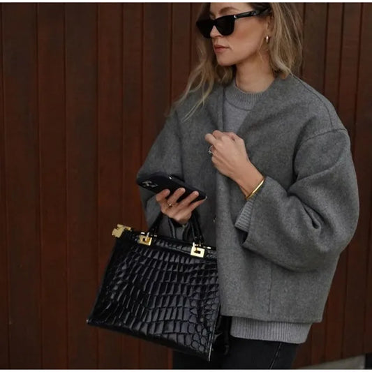 Lång Kofta Dam Löst Snitt Mjuk Ekologisk Bomull-1