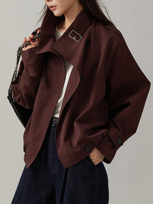 Dam Trench Coat Avslappnad Passform Polyester-Bomull-1