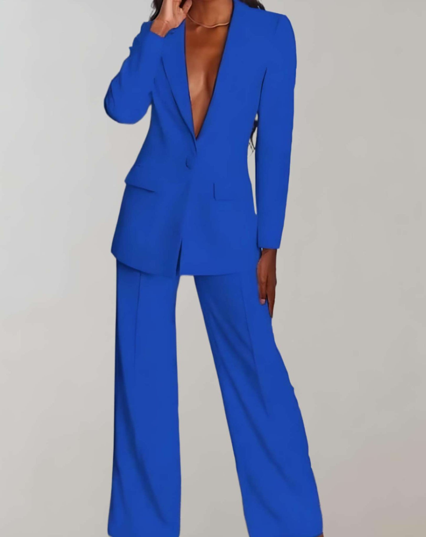 Dam Blazer Lång Passform Polyester Modern Elegant-5
