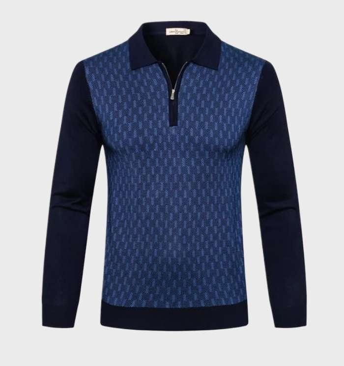 Herr Tröja Smal Design med Krage 100% Bomull 8