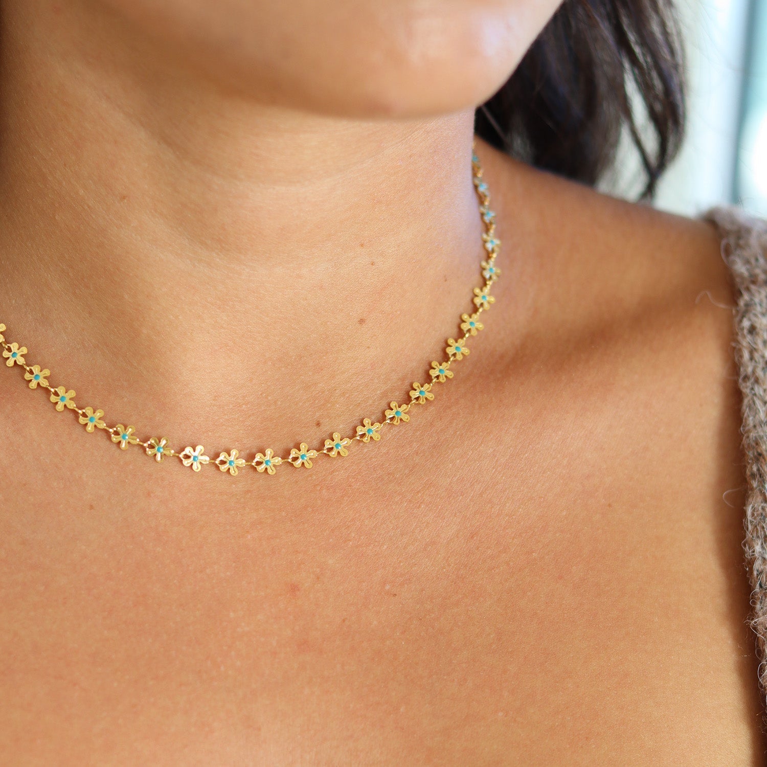 Dam Silverhalsband Blommig Design Äkta Silver Justerbar Längd-3