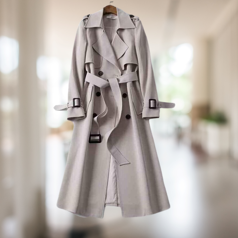 Dam Trench Coat Elegant Högkvalitativt Tyg-3