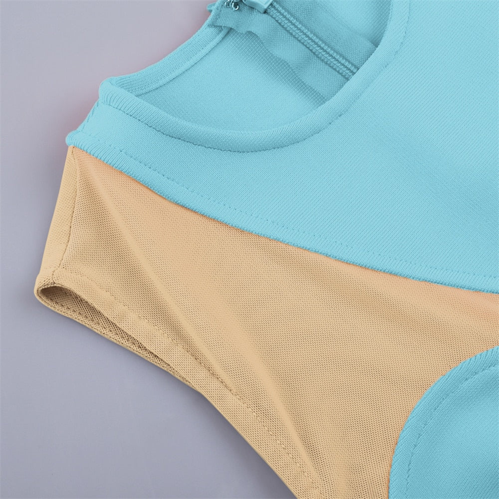 Tjejers Miniklänning Ärmlös Rund Halsringning Polyester-5