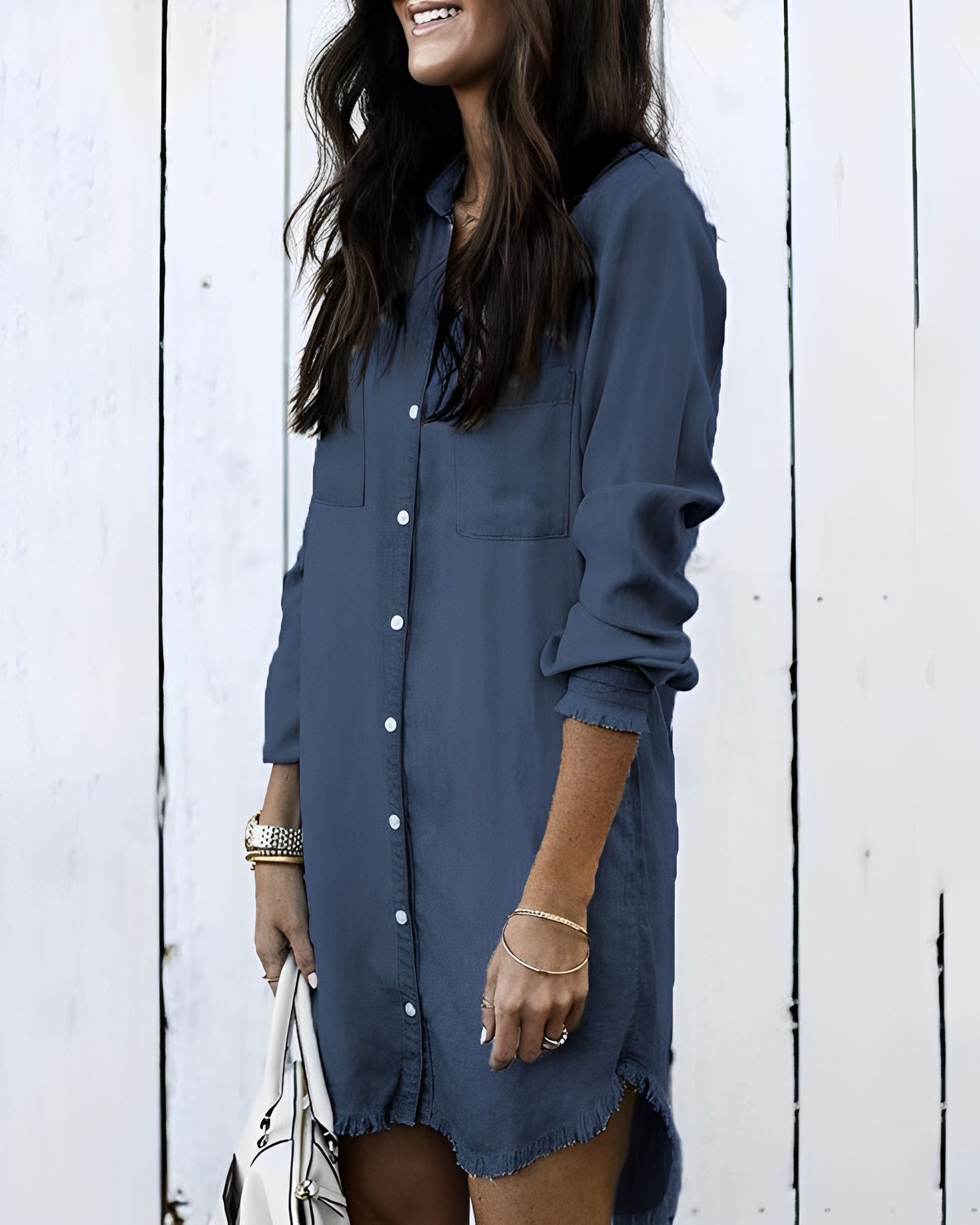 Dam Jeansblus i Denim med Knappdetaljer Mjuk och Hållbar-6