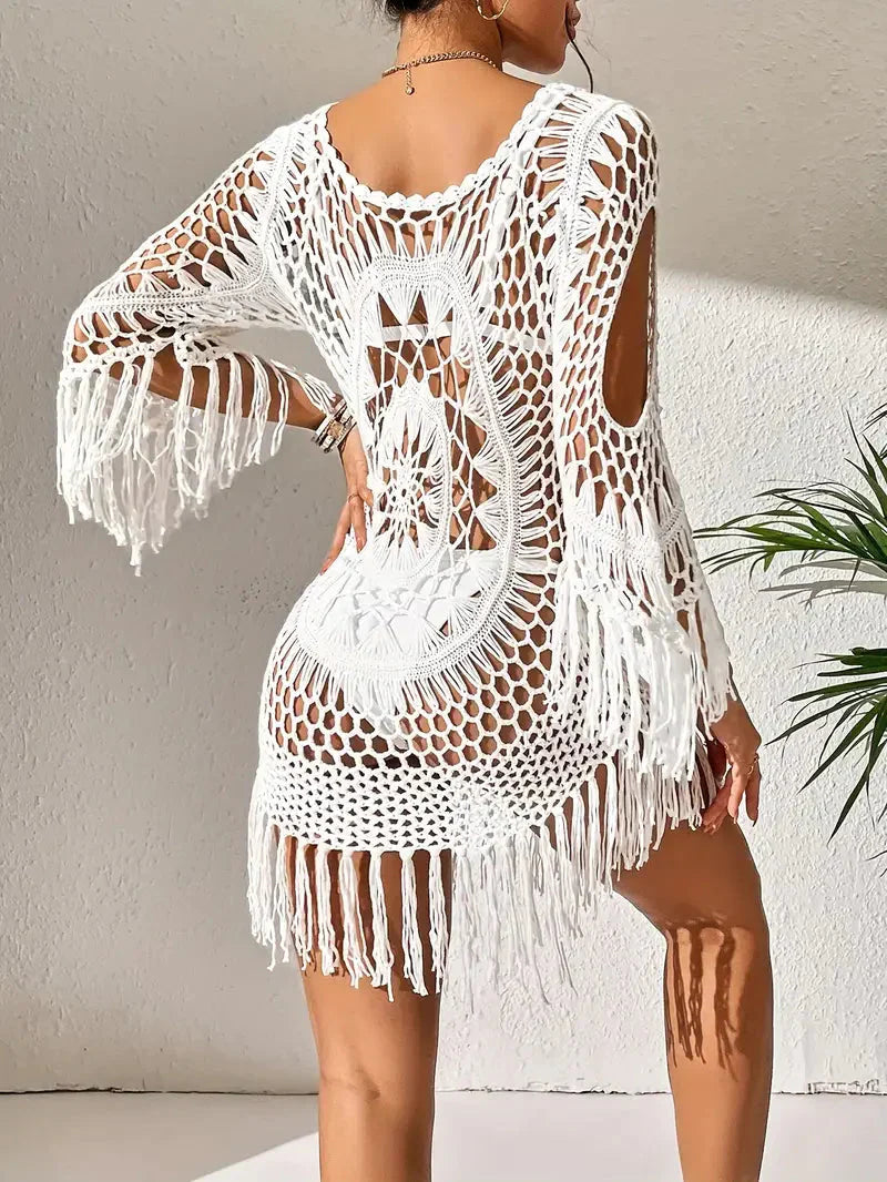 Långärmad Boho-Stil Täckning för Dam i Polyester – Lätt och Andningsbar, Enhetsstorlek, Finns i Flera Färger 2