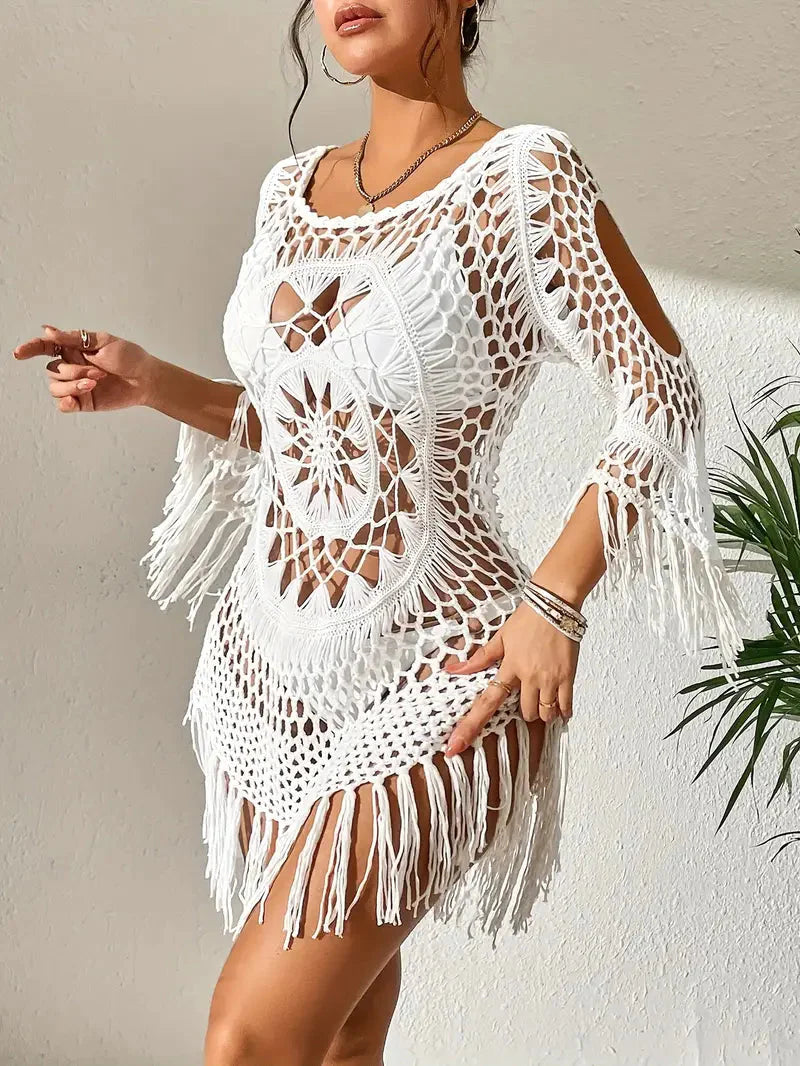 Långärmad Boho-Stil Täckning för Dam i Polyester – Lätt och Andningsbar, Enhetsstorlek, Finns i Flera Färger 3