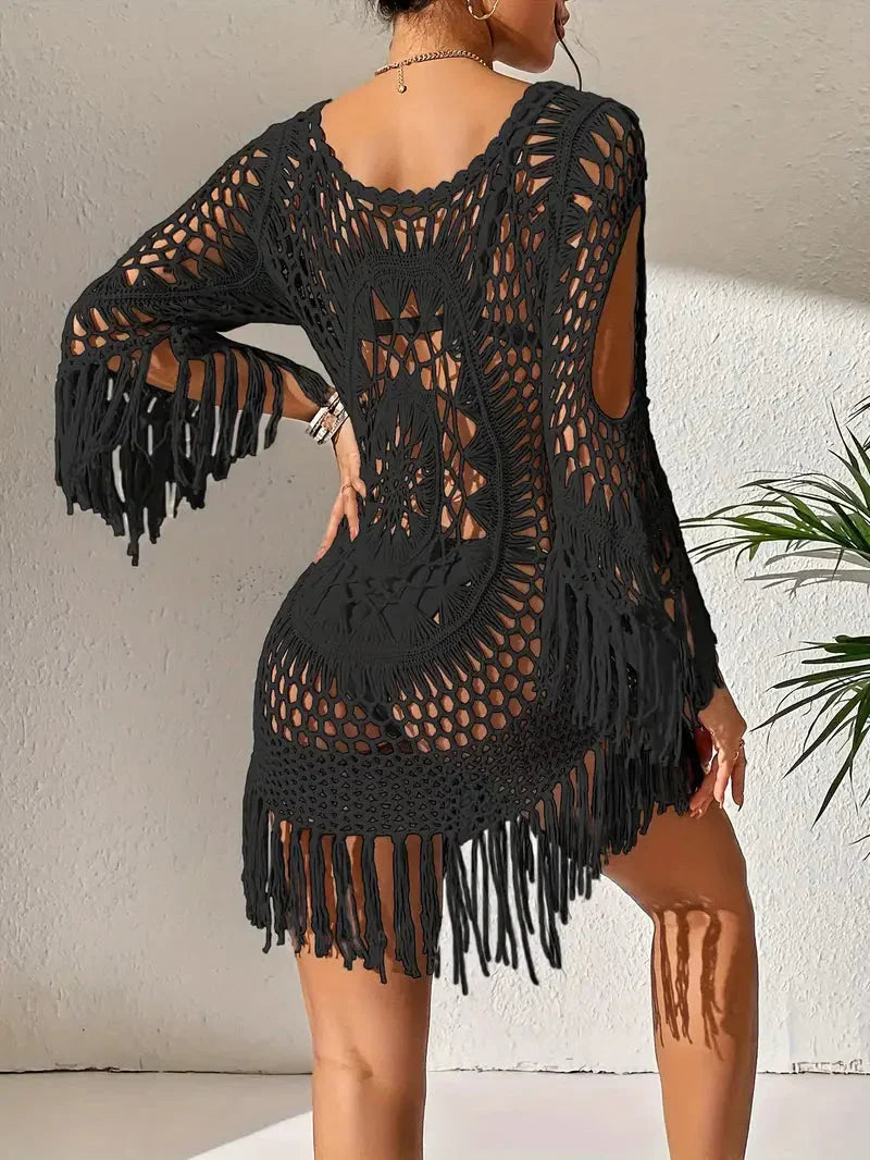 Långärmad Boho-Stil Täckning för Dam i Polyester – Lätt och Andningsbar, Enhetsstorlek, Finns i Flera Färger 4