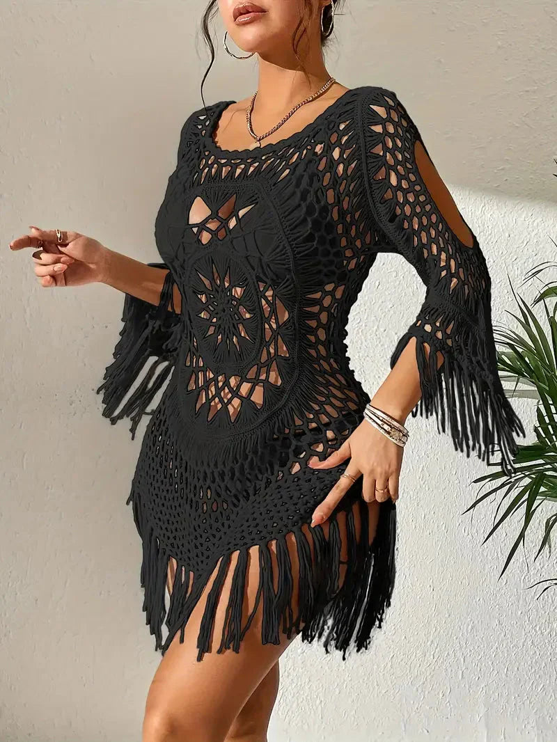 Långärmad Boho-Stil Täckning för Dam i Polyester – Lätt och Andningsbar, Enhetsstorlek, Finns i Flera Färger 5