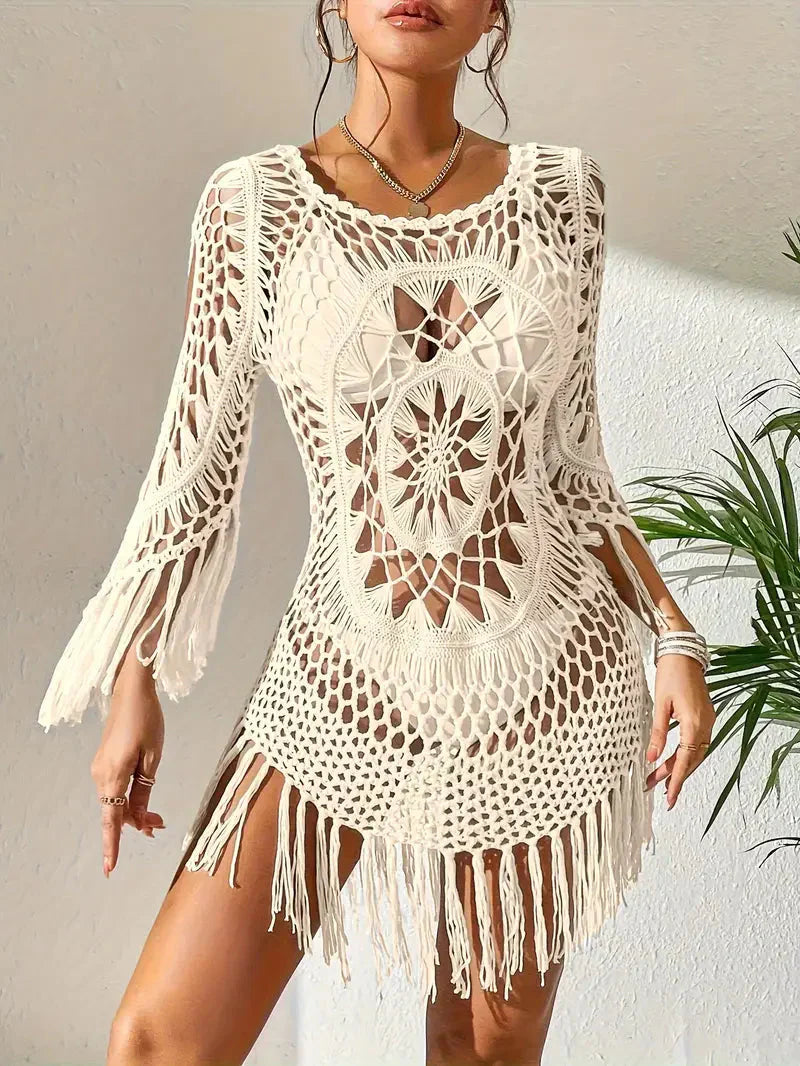 Långärmad Boho-Stil Täckning för Dam i Polyester – Lätt och Andningsbar, Enhetsstorlek, Finns i Flera Färger 9