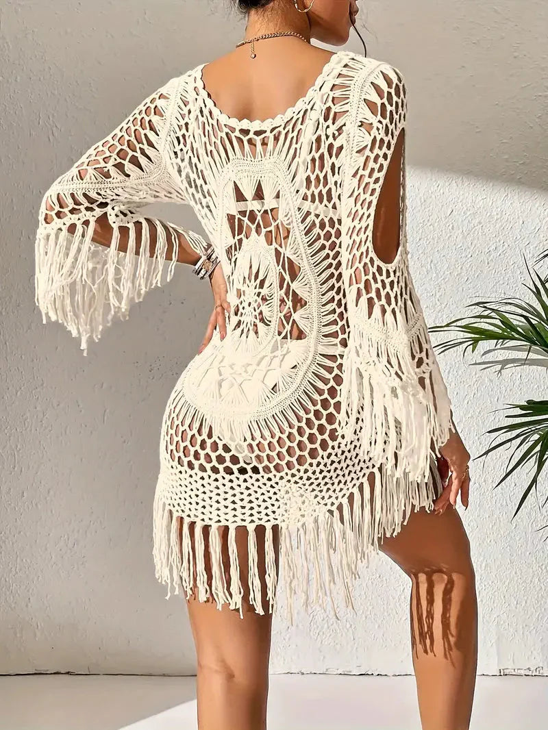 Långärmad Boho-Stil Täckning för Dam i Polyester – Lätt och Andningsbar, Enhetsstorlek, Finns i Flera Färger 6
