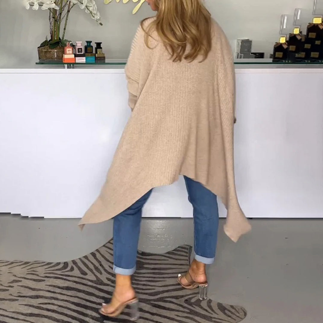 Lång Tröja Dam Avslappnad Stickad Design Mjuk Fiber-6