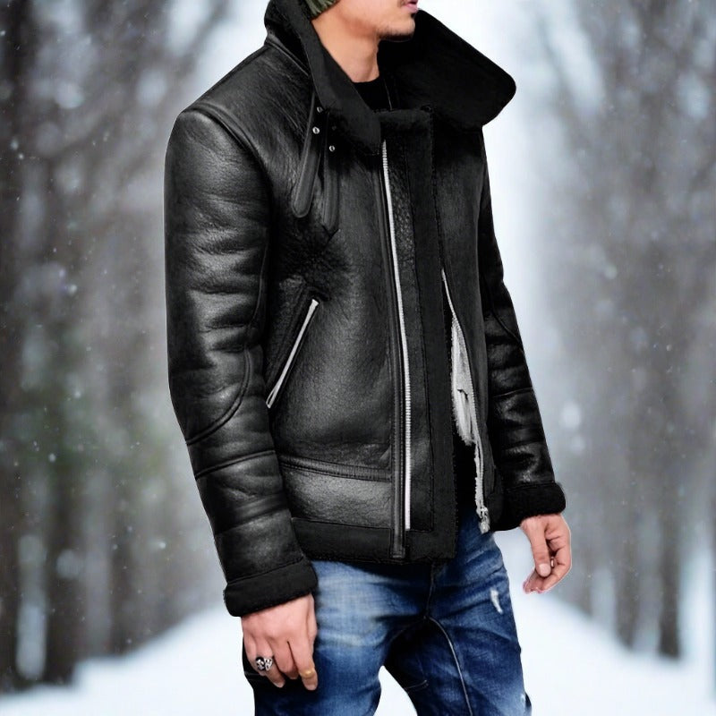 Dam Skinnjacka Fodrad Asymmetrisk Design i Skinn 6