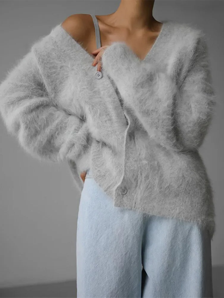 Kvinna Kofta Klassisk Cashmere-4