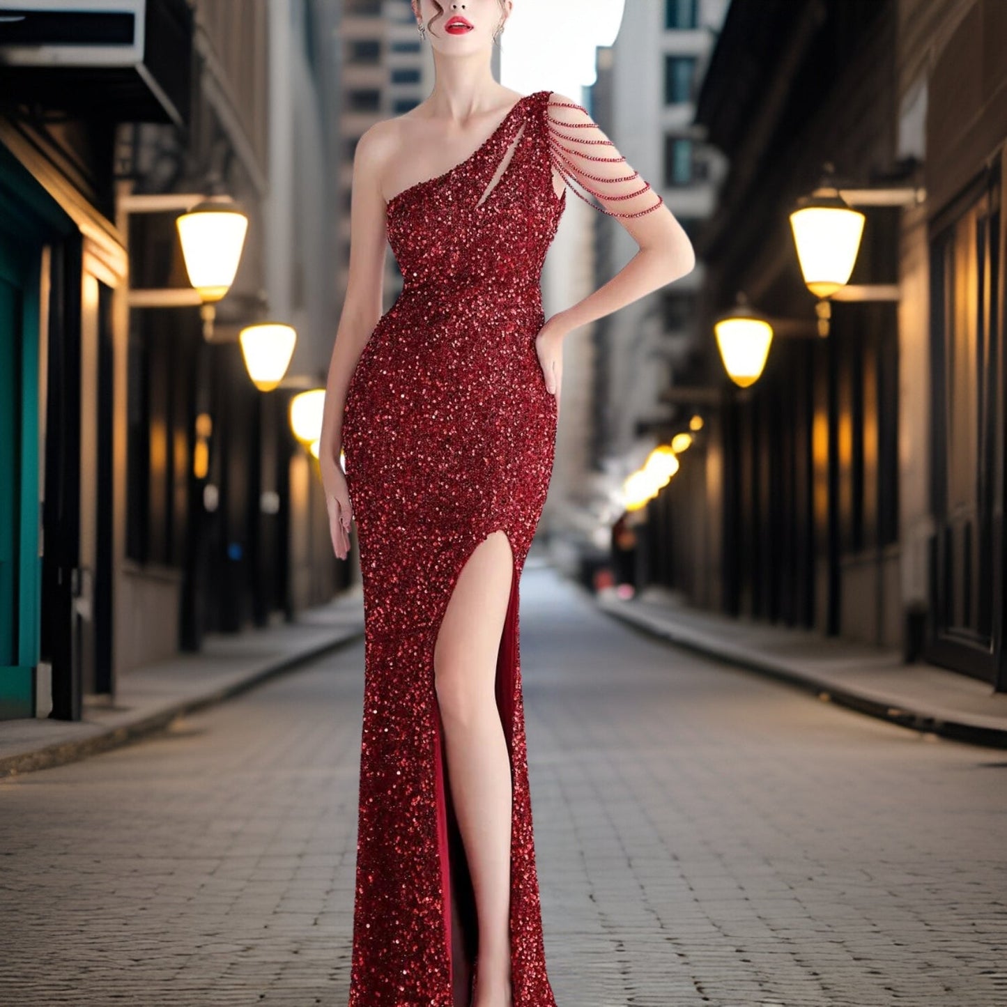 Variant image for Dam Aftonklänning Flödande Polyester Elegant Design-21