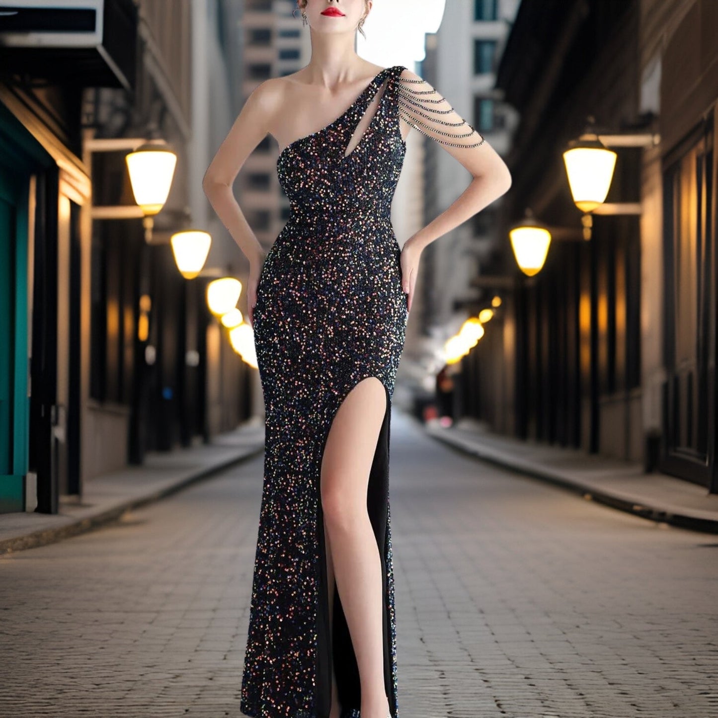 Variant image for Dam Aftonklänning Flödande Polyester Elegant Design-26