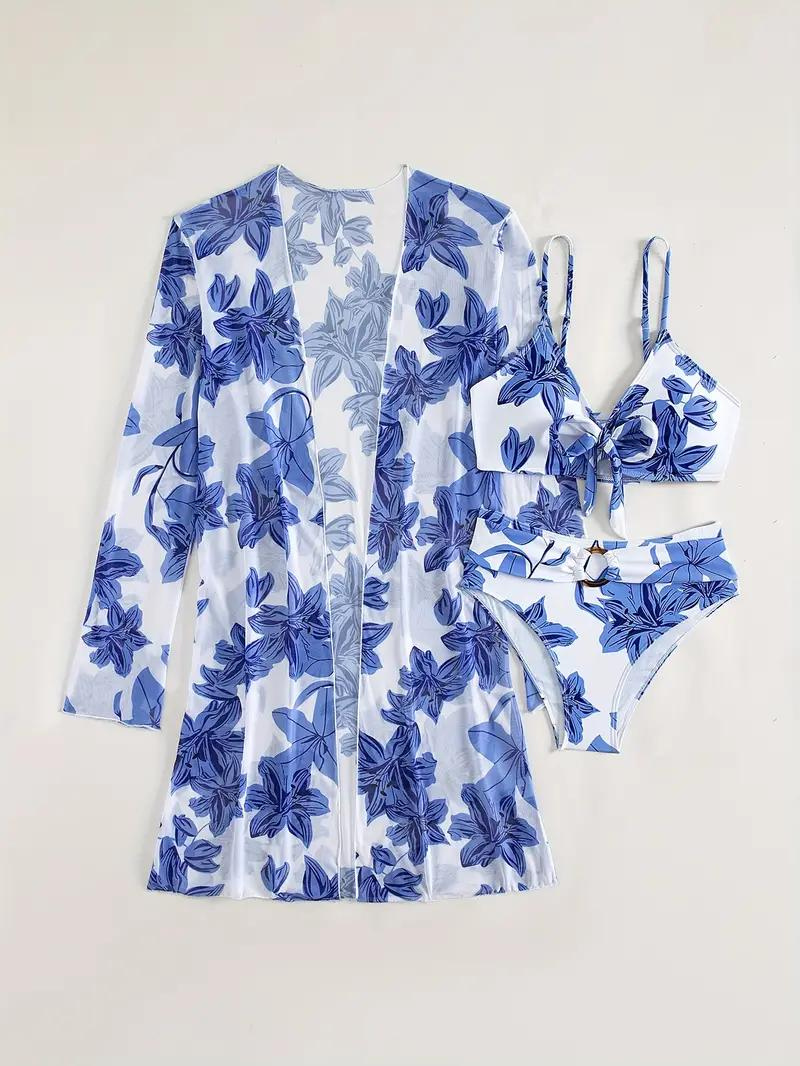 Dam Cover-up Set Hög Midja Polyester Elegant Badkläder-2