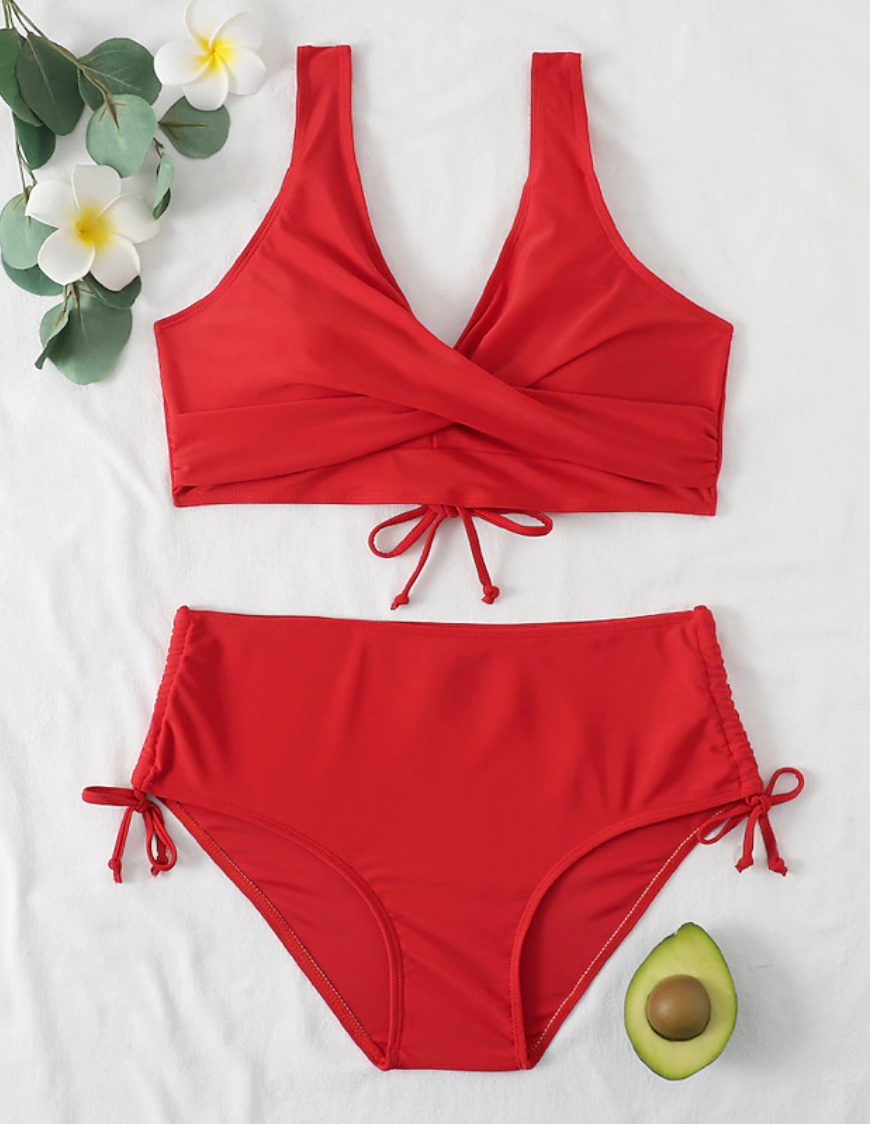 Kvinnors Tvådelad Bikini Set Trendig Syntetfiber-2