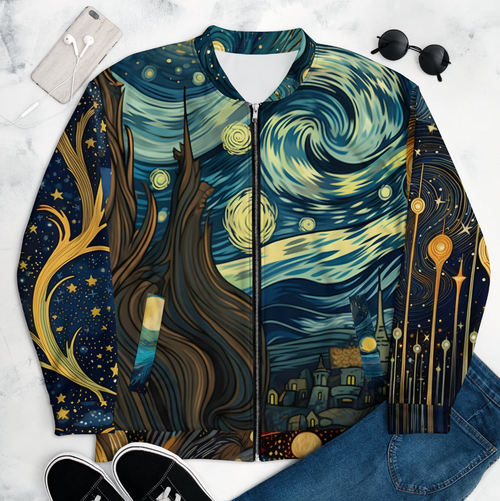 Herrjacka Bomberjacka Van Gogh Design Polyester och Bomull-1