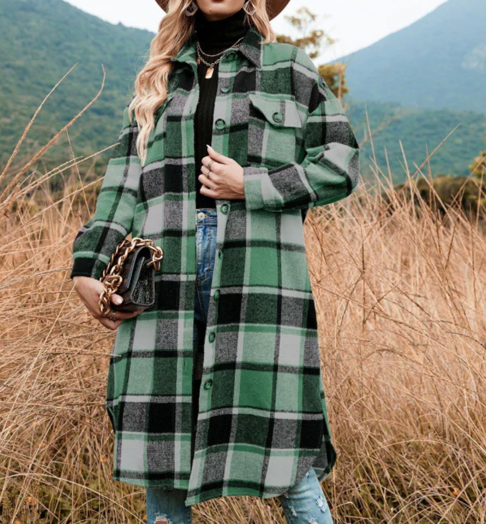 Variant image for Kvinna Lång Kappa Skjortstil Ullmix-15