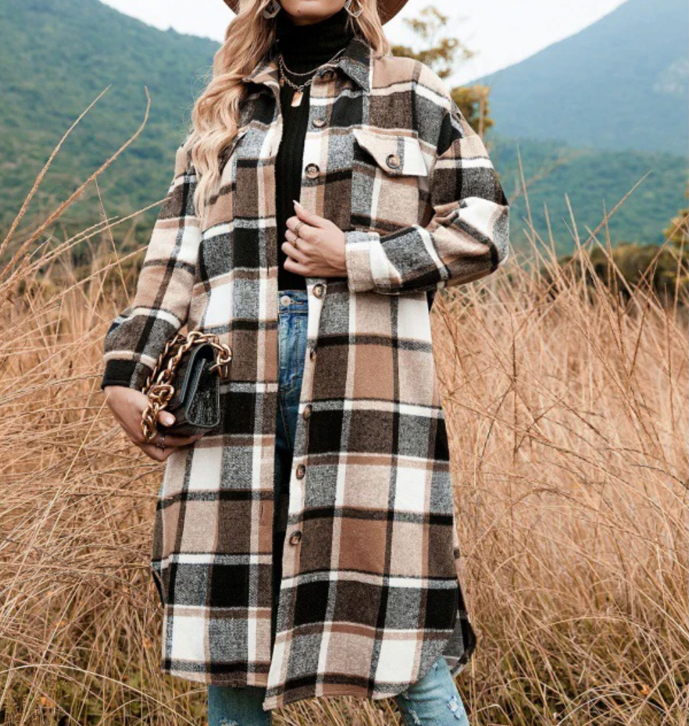 Variant image for Kvinna Lång Kappa Skjortstil Ullmix-8