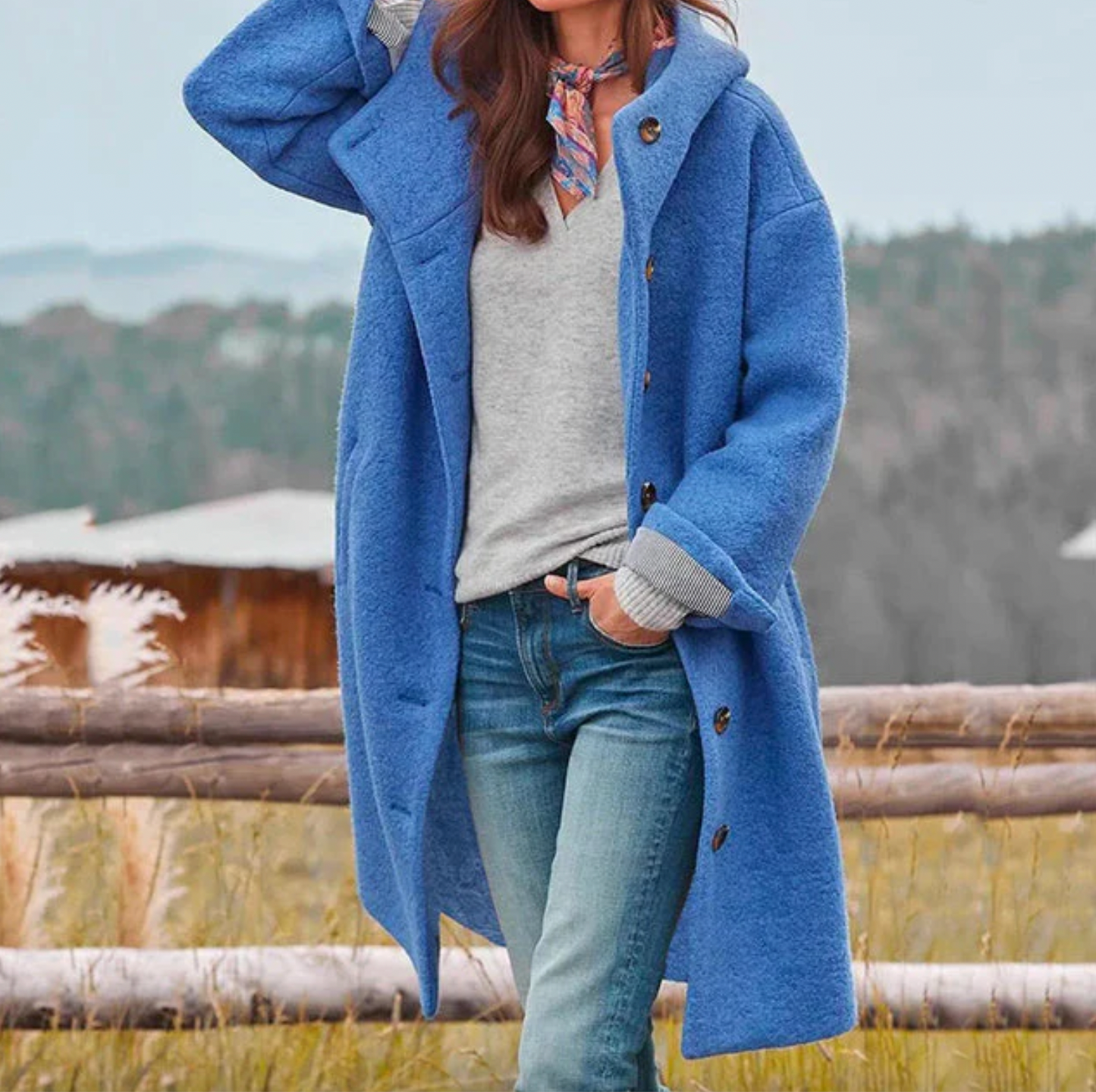 Variant image for Kvinnojacka Lång Höstjacka Elegant Polyester Ull-15