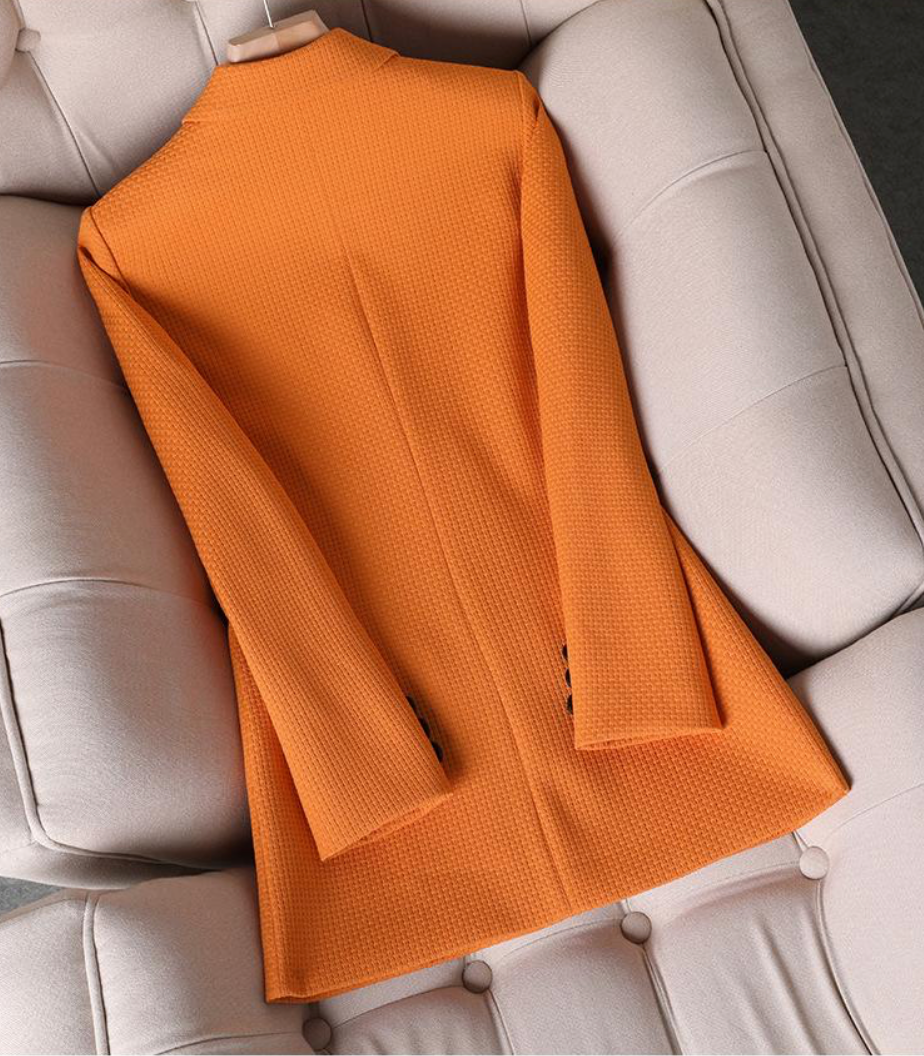 Dam Blazer Modern Design Dubbel-Radig Polyester med Kapellkrage 2