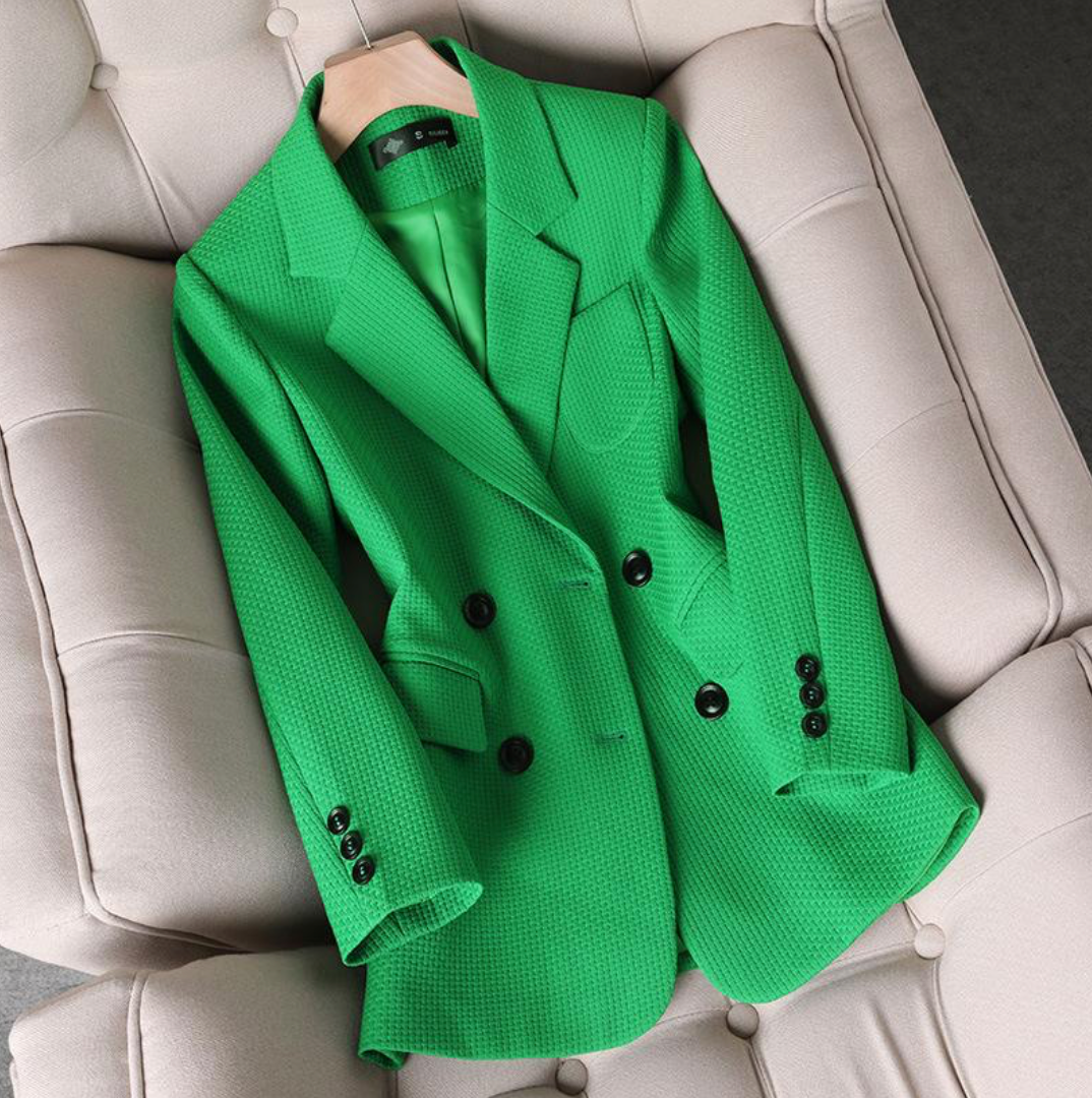 Dam Blazer Modern Design Dubbel-Radig Polyester med Kapellkrage 6
