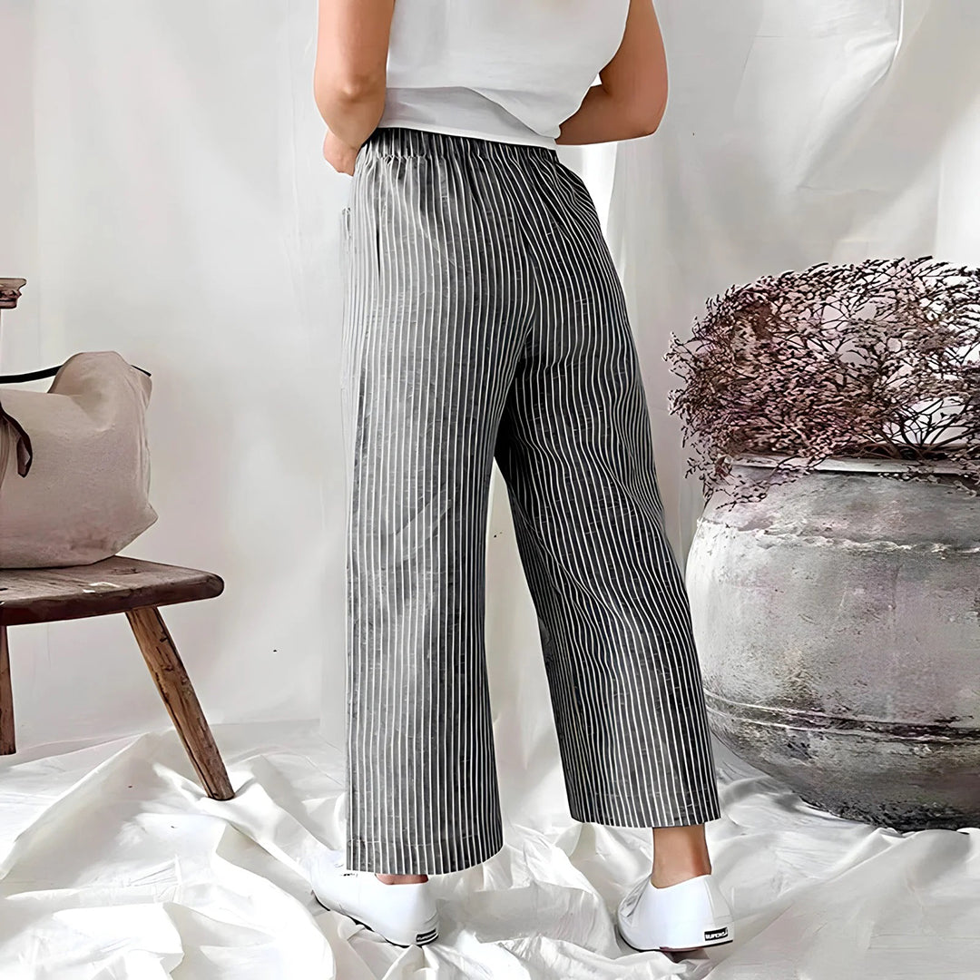 Dam Förkortade Byxor Pinstripe 100% Bomull-6