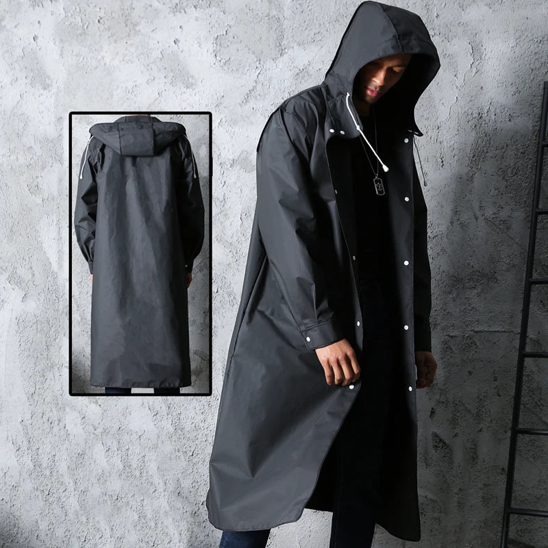 Herr Lång Regnrock Premium Kvalitet Polyester Elegant Design-5