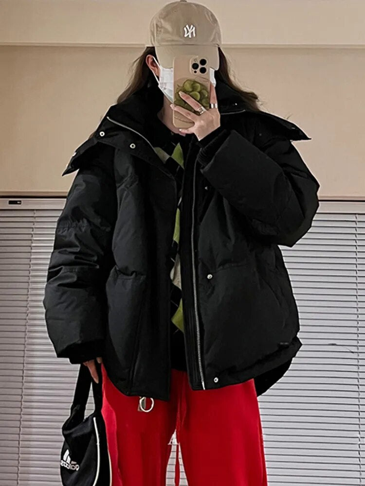 Dam Vinterjacka Puffad med Huva Polyester Lång-4