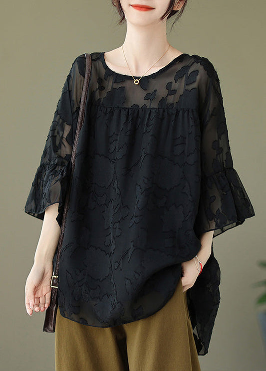 Vit Blus Dam Minimalistisk 100% Polyester-1