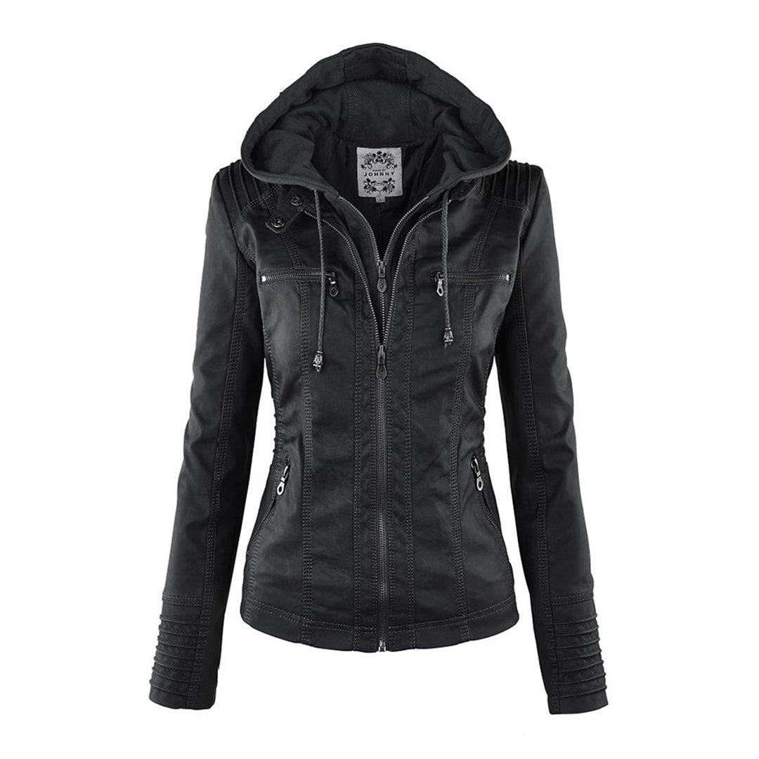 Dam Vegansk Skinnjacka Trendig Design i Modern Passform-2