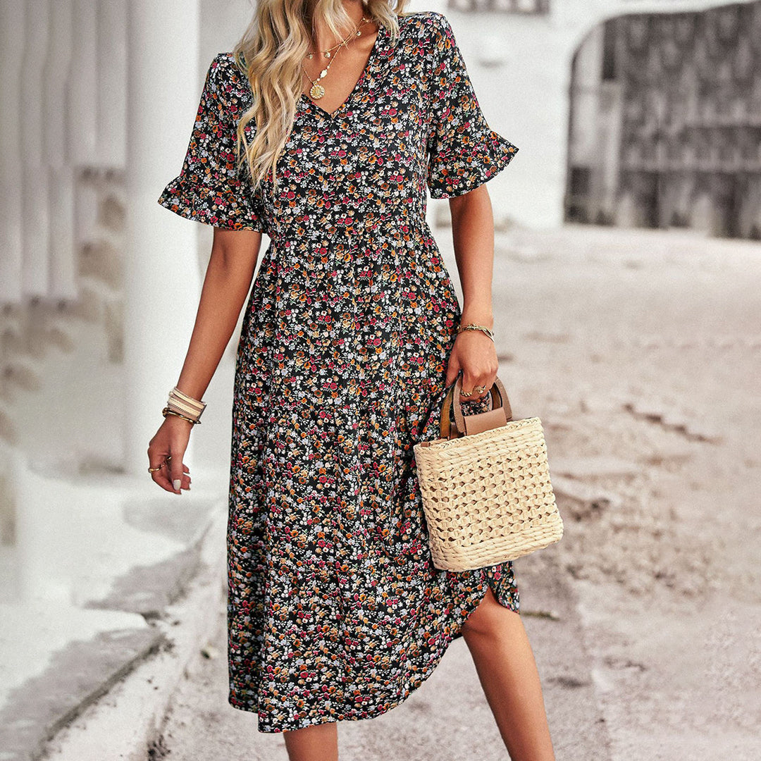 Blumige Miniklännung für Frauen aus leichtem Polyester – Ideal für Sommerpartys und Brunch, in verschiedenen Farben erhältlich 7