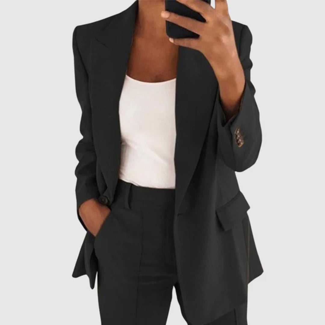 Dam Blazer Set Elegant Högkvalitativ Tyg-1