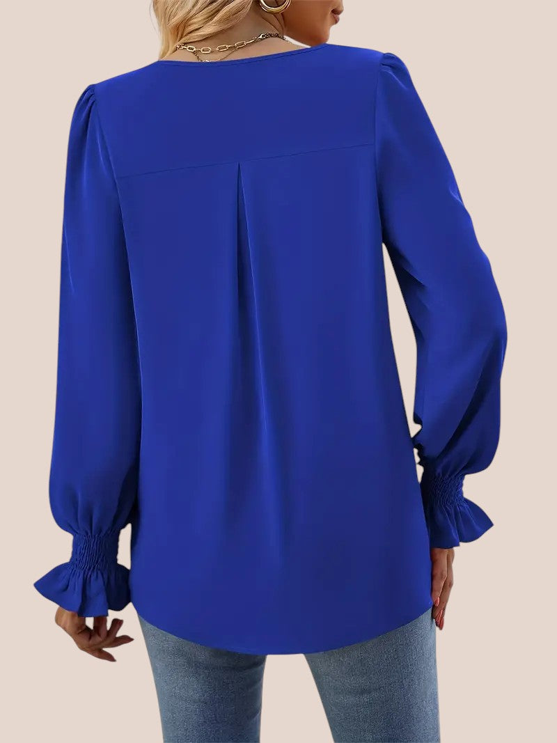 Dam Blus Minimalistisk Design Mjuk Textil-5