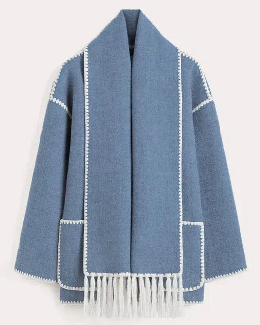 Dam Kappa Ăverdimensionerad Vinterrock med Kuvertkrage i Ullblandning-1