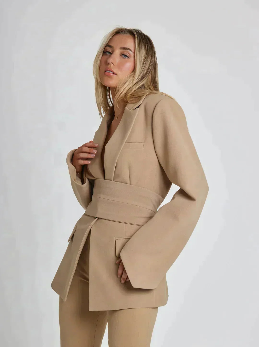 Variant image for Kvinnors Blazer Bältesdesign Polyester Elegant-4