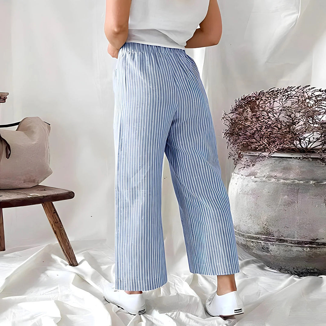 Dam Förkortade Byxor Pinstripe 100% Bomull-2