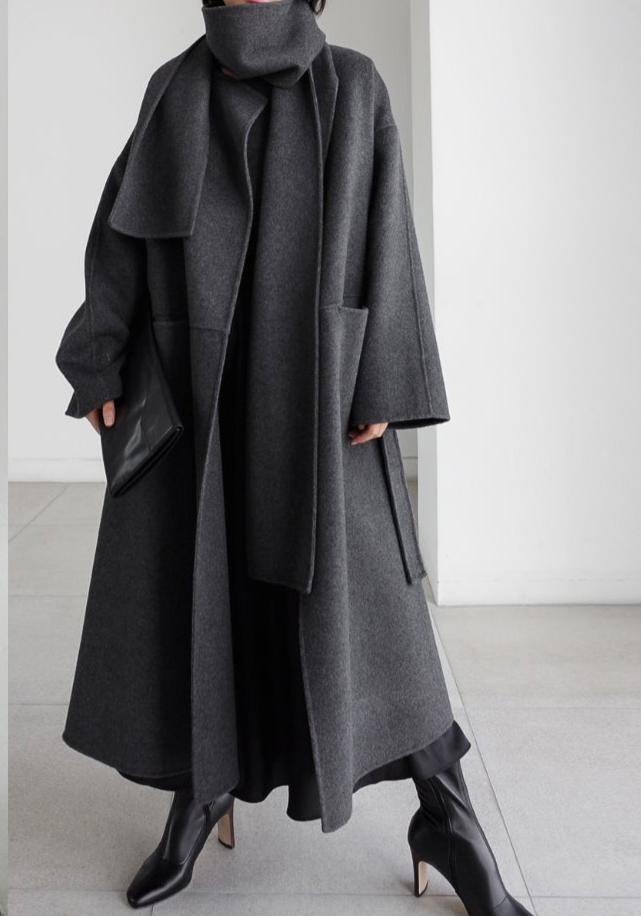 Variant image for Dam Kappa Överdimensionerad Klassisk Polyester-Ullblandning-5