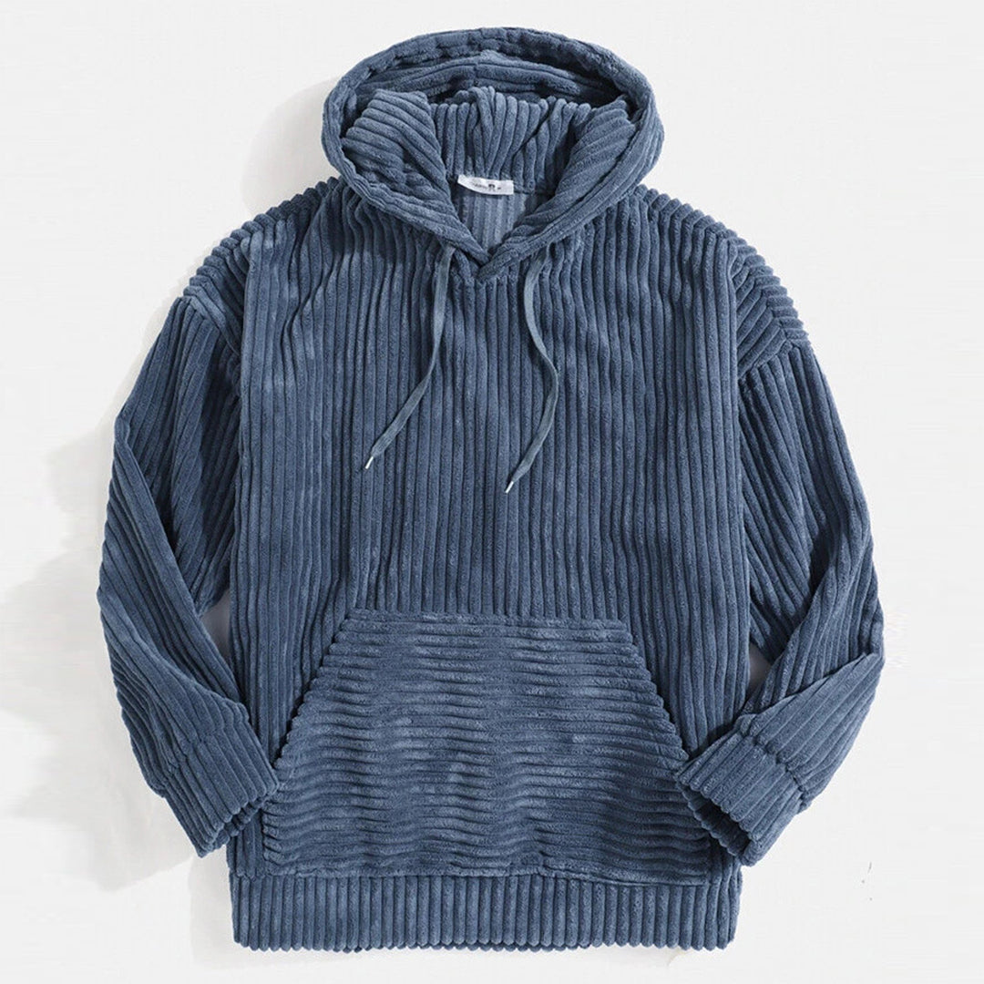 Hoodie Herr Modern Mjuk Polyester med Huva och Ribbade Detaljer 7