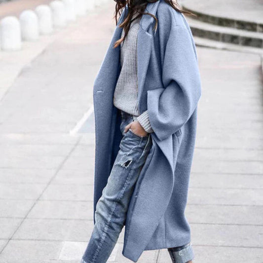 Dam Trenchcoat Vinter Elegant Kvalitet Isolerad Tyg-1