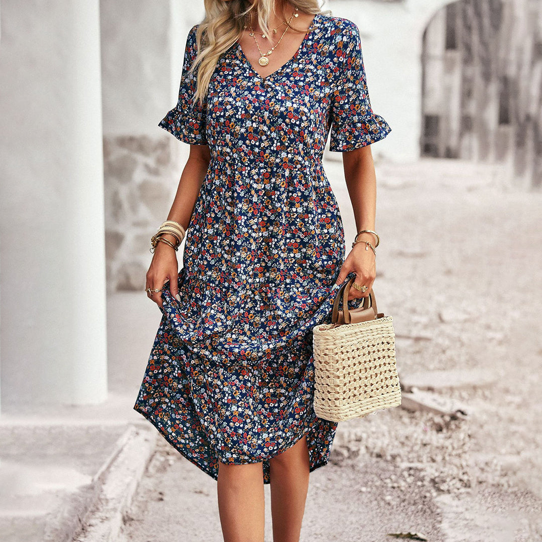 Blumige Miniklännung für Frauen aus leichtem Polyester – Ideal für Sommerpartys und Brunch, in verschiedenen Farben erhältlich 8