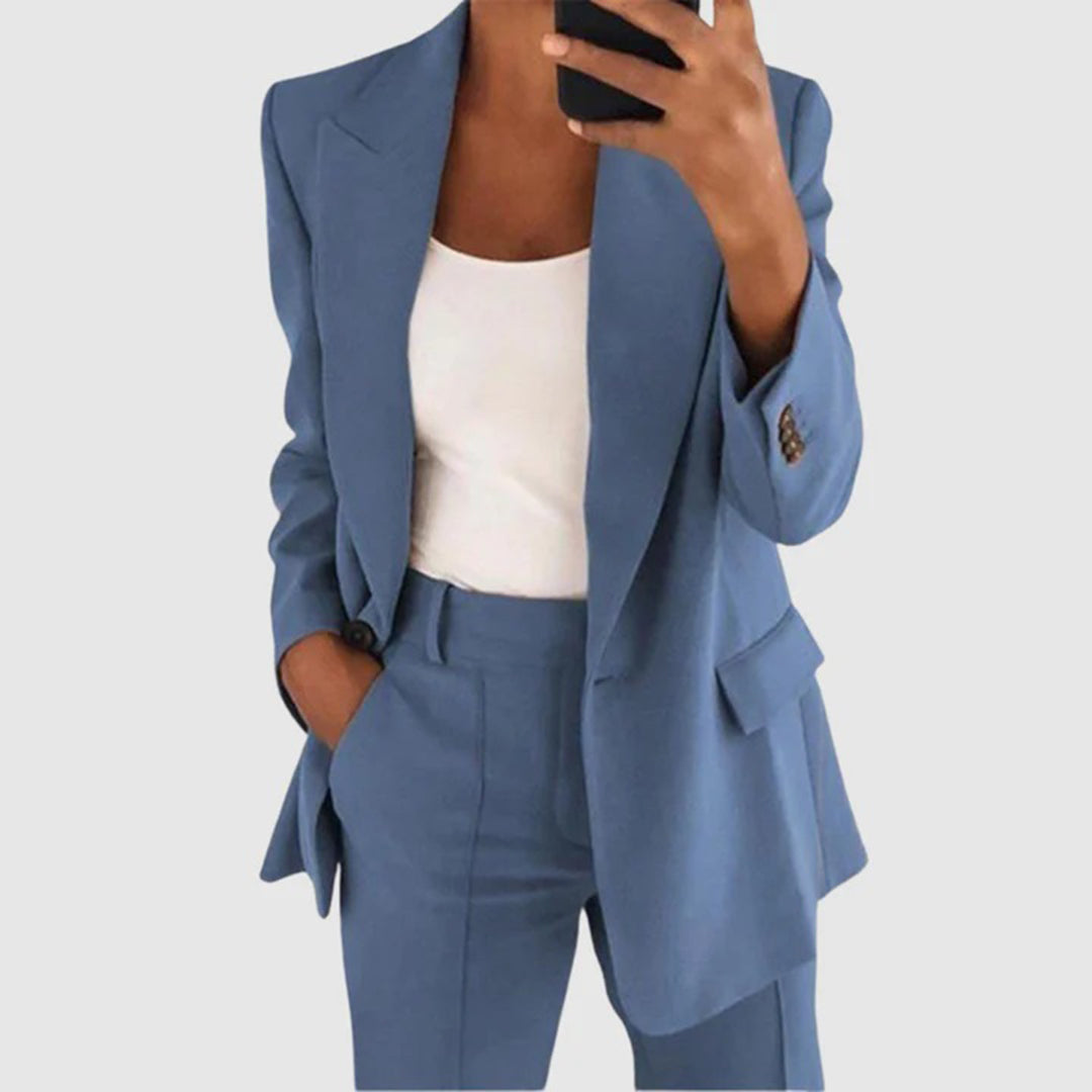 Dam Blazer Set Elegant Högkvalitativ Tyg-5
