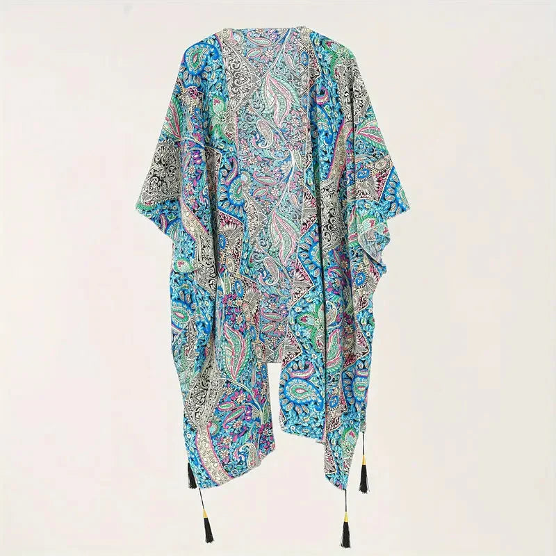 Dam Kimono Öppen Framsida Paisley Mönster Polyester-4