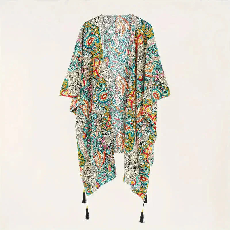 Variant image for Dam Kimono Öppen Framsida Paisley Mönster Polyester-3