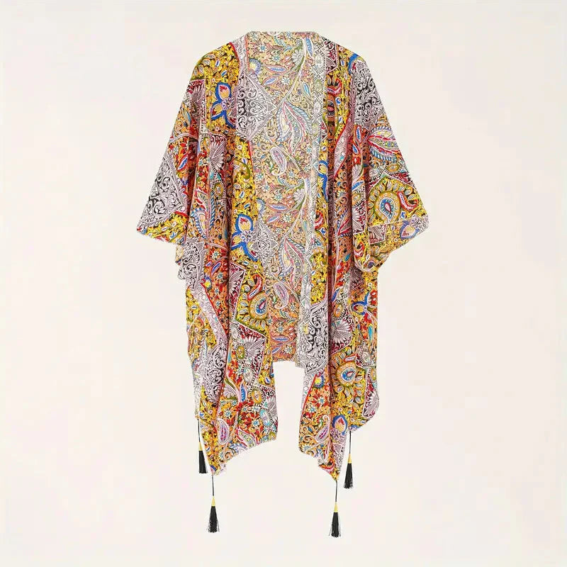 Variant image for Dam Kimono Öppen Framsida Paisley Mönster Polyester-4