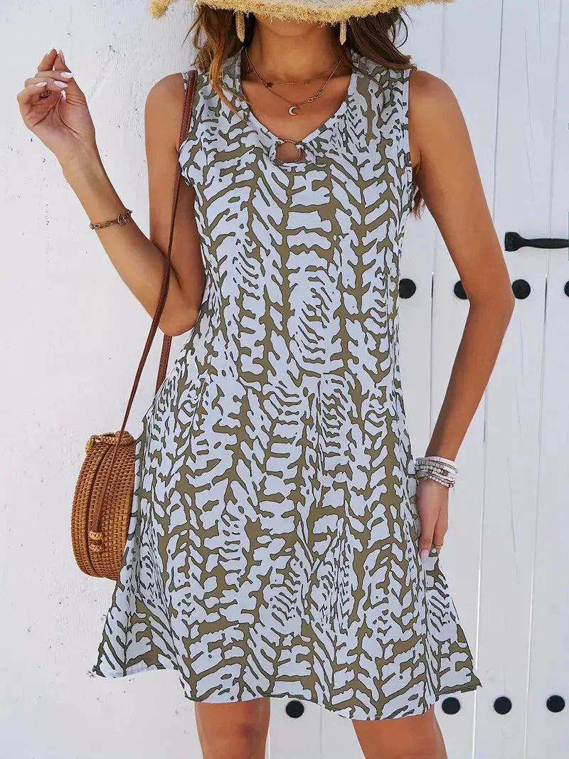 Variant image for Dam Miniklänning Tryckt Polyester Ärmlös S-XL-5