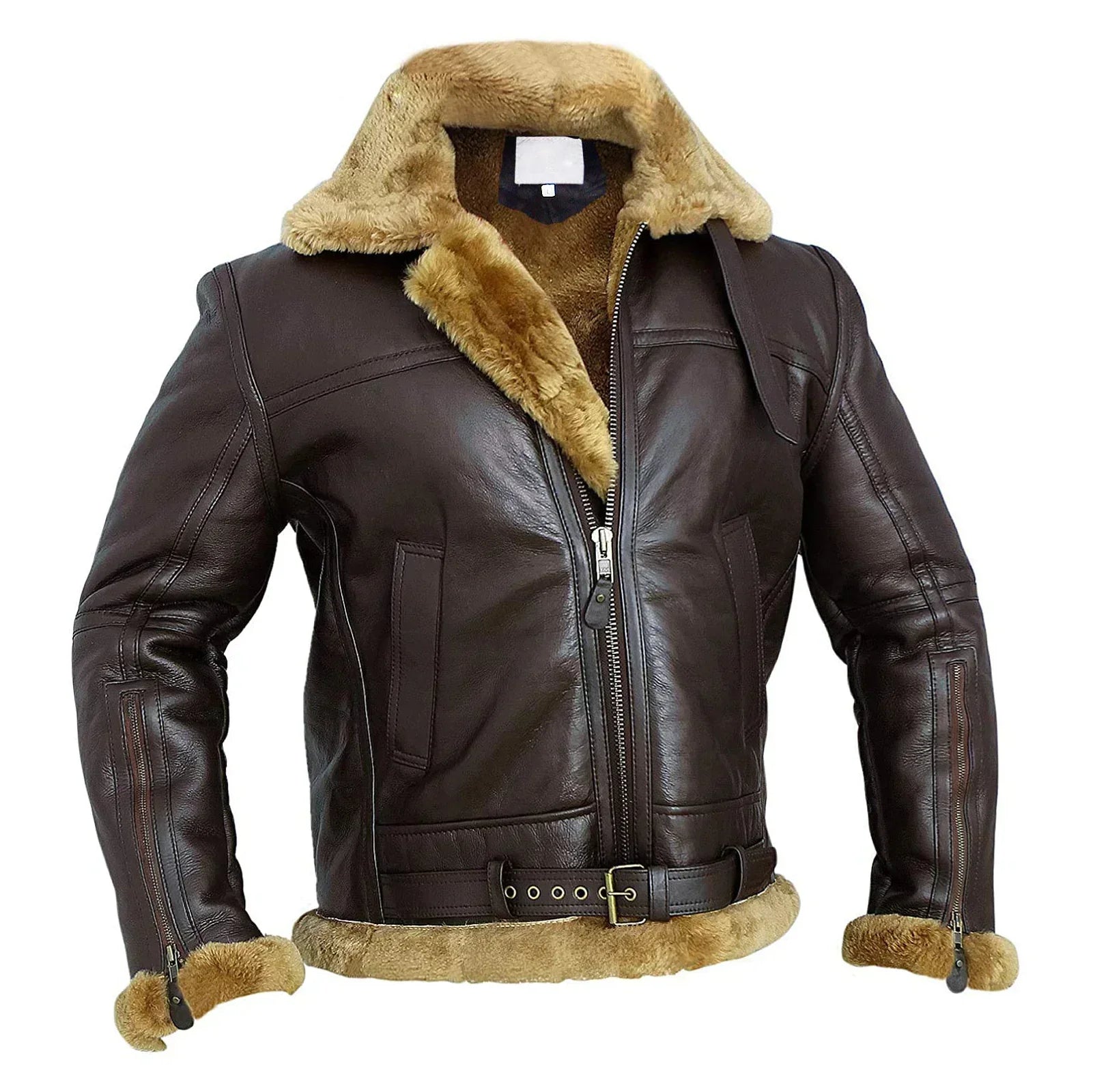 Herrjacka Vinter i Shearling med Justerbara Remmar och Dragkedja – Elegant och Varm för Kalla Dagar 6