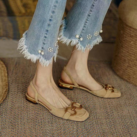 Dam Slingbacks Elegant Mocka med Stängd Tå-1